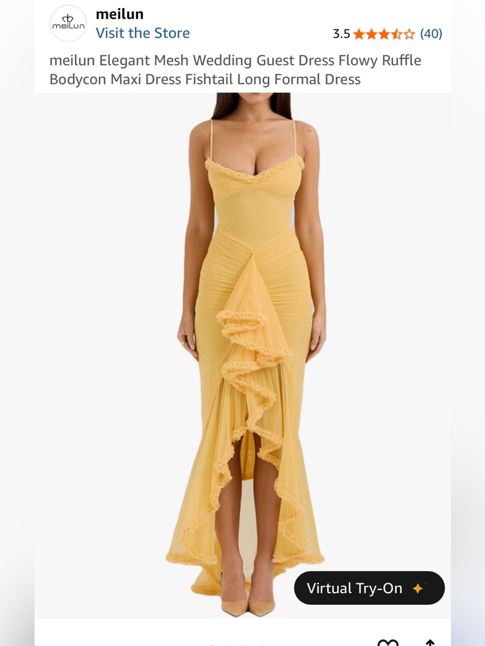 Elegant Mesh Wedding Guest Dress Flowy Ruffle Bodycon Maxi Dress